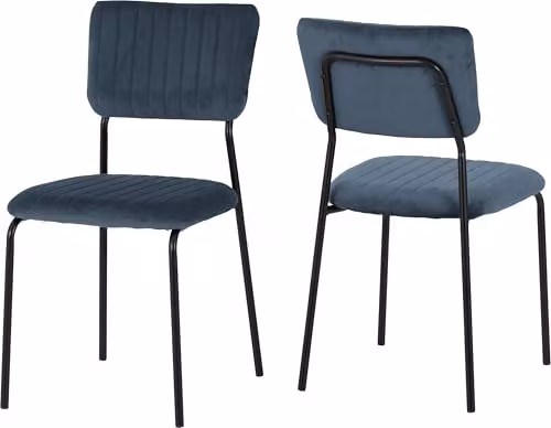 Seconique Sheldon Dining Chairs, Set of 4, Navy Blue Velvet Fabric – 3