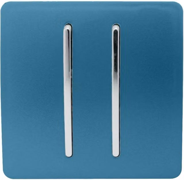 Trendi Switch 2 Gang 2 Way 10 Amp Artistic Modern Glossy Tactile Rocker Light Switch in Ocean Blue