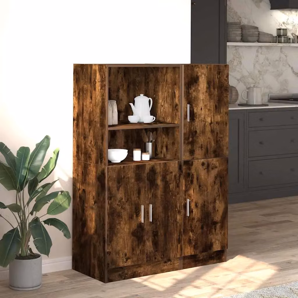 Berkfield Home 2 Piece Modern Smoked Oak Kitchen Cabinet Set in Brown – 3