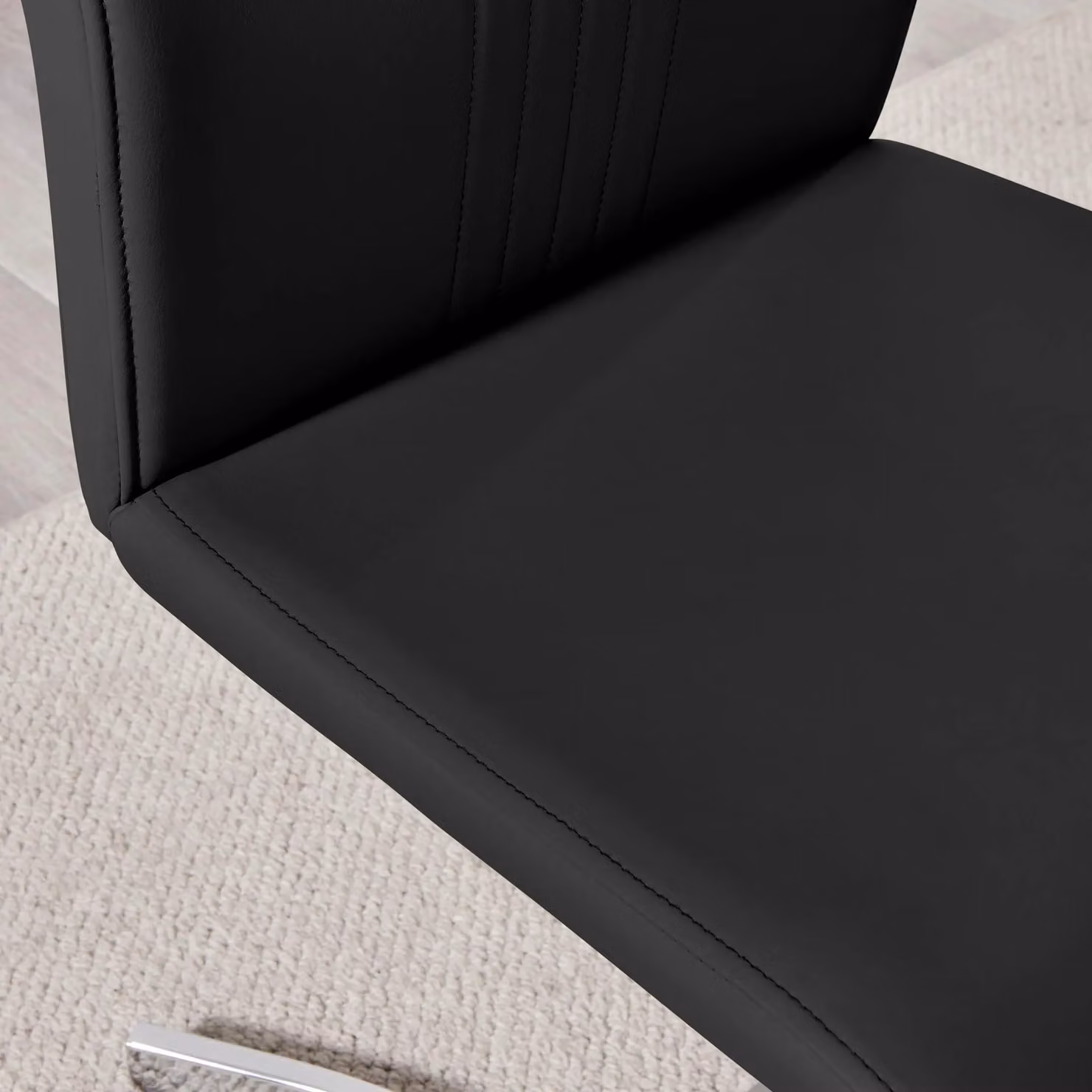 FurnitureboxUK Set of 2 Willow Modern Faux Leather Dining Chairs with Silver Chrome Metal Cantilever Legs in Black – 4