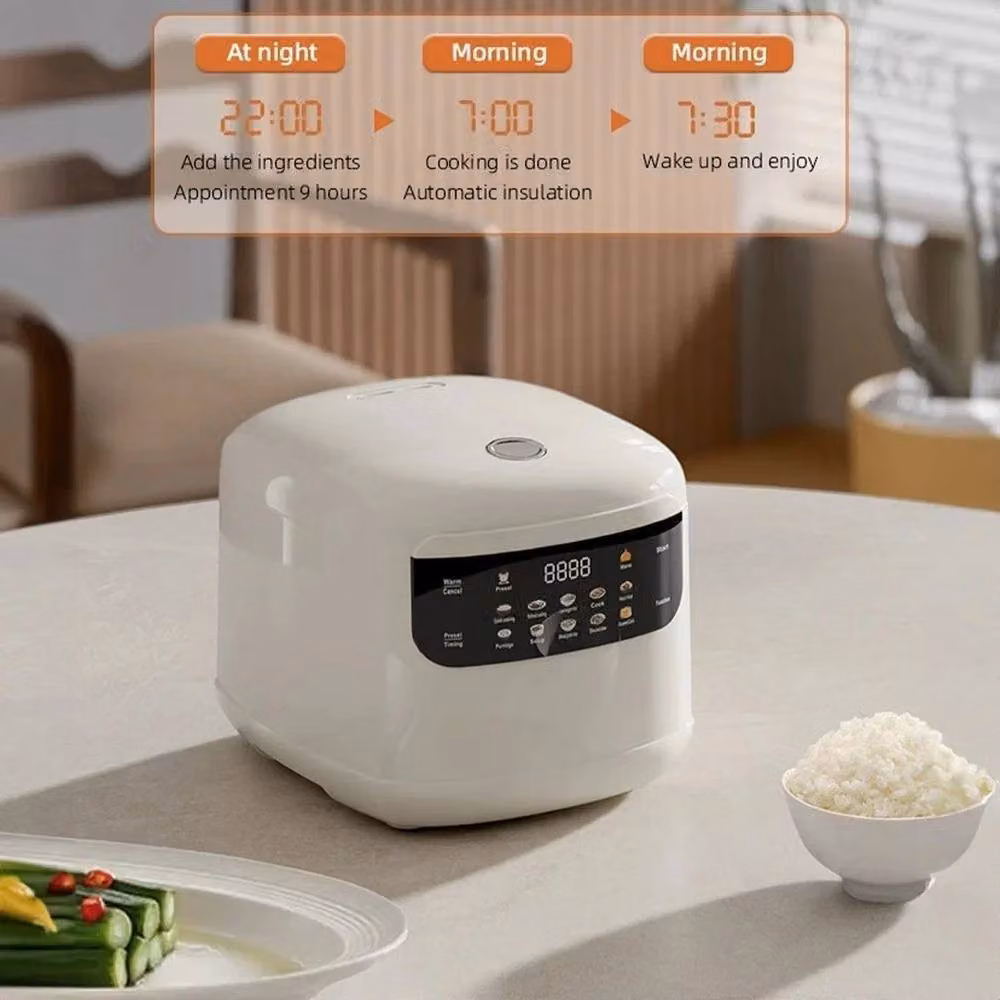 NESTLUNE Portable Electric Rice Steaming Pot with 10 Preset Programs and Timer, White – 6