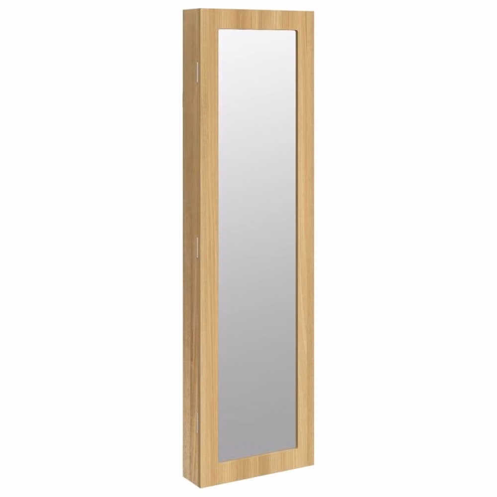 Berkfield Home Wall Mounted Mirror Jewellery Cabinet in Brown, W/D/H: 30 x 8.5 x 106 cm – 2