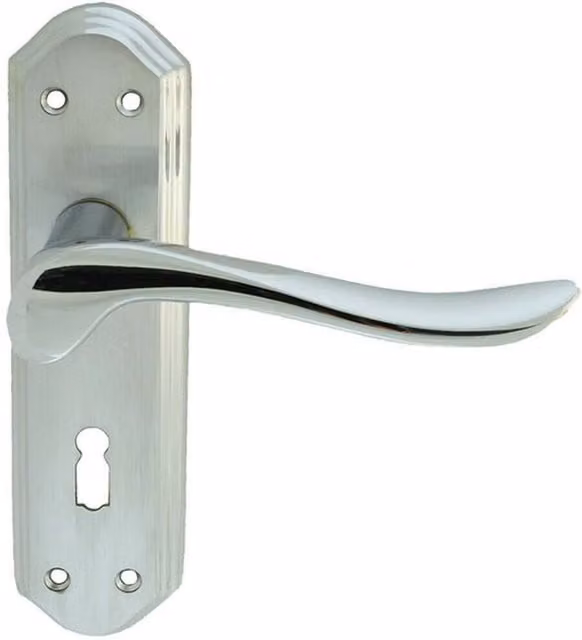 Loops Pair Curved Lever on Sculpted Edge Backplate in Polished Chrome, W: 180 mm, H: 48 mm