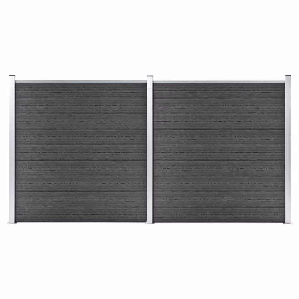 Berkfield Home Durable WPC Fence Panel Set, Black, W: 353 cm, H: 186 cm – 2