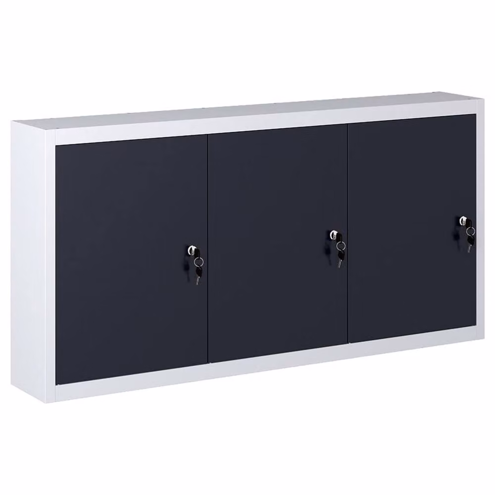 Berkfield Home Wall Mounted Metal Tool Cabinet with Lockable Doors in Grey and Black – 2
