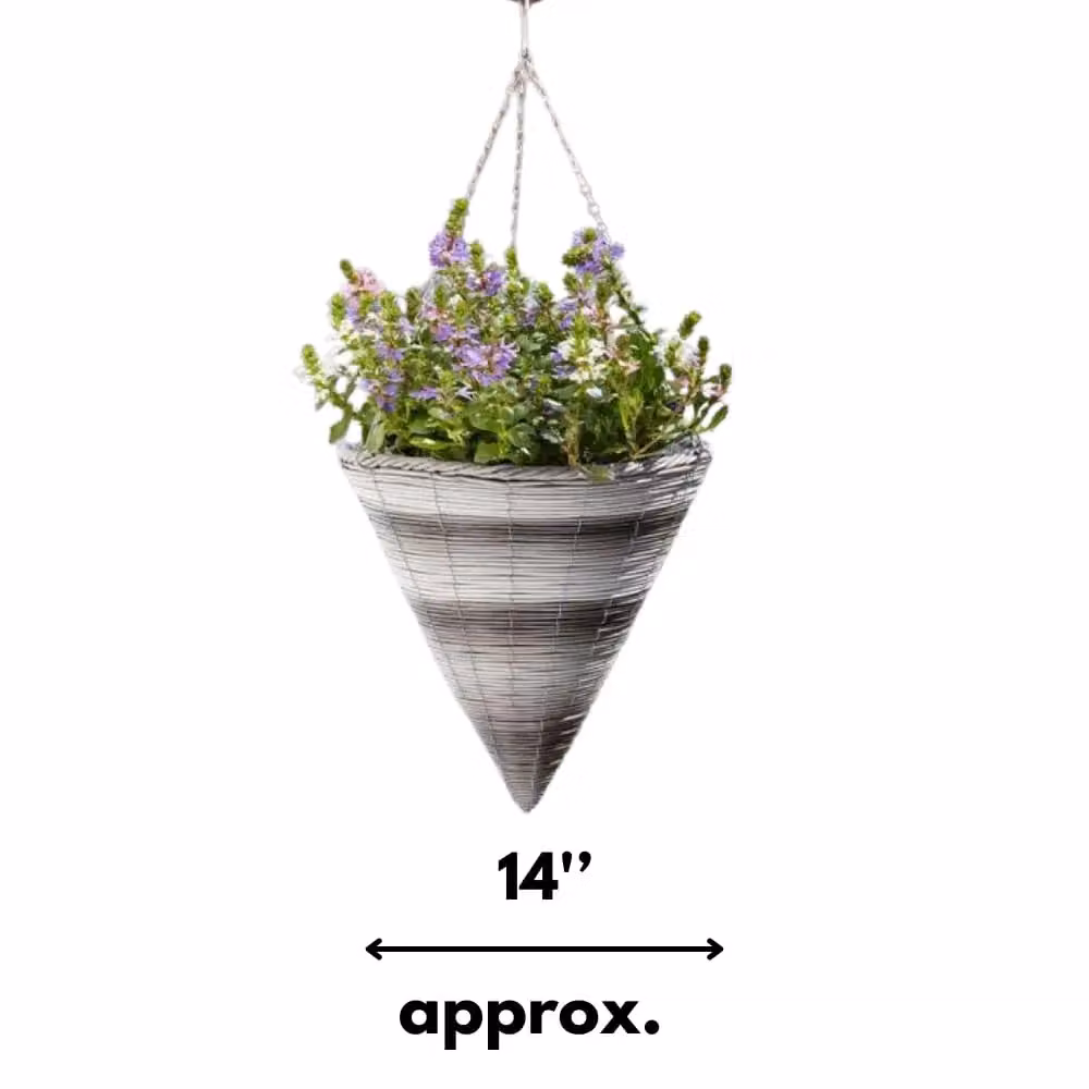 Marco Paul Beige Rattan Effect Hanging Flower Basket Planter – 2