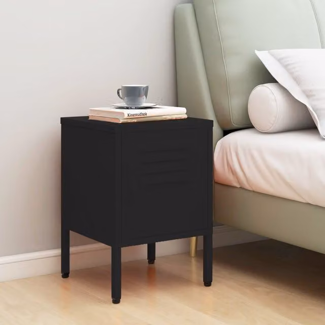 Berkfield Home Modern Black Metal Nightstand W/D/H: 35 x 35 x 51 cm – 1