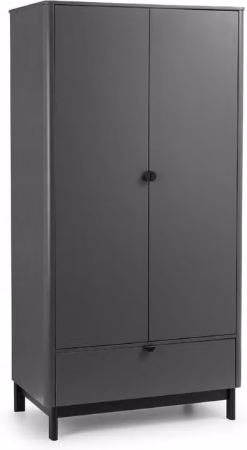 Cheshire Nova 2 Door and 1 Drawer Wardrobe in Storm Grey and Black – 1