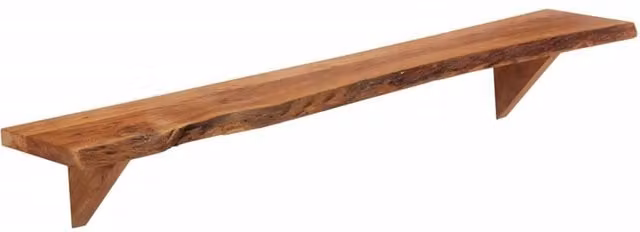 Berkfield Home Set of 2 Wall Mounted Acacia Wood Shelves in Brown, W: 110 cm, D: 18 cm, H: 18 cm