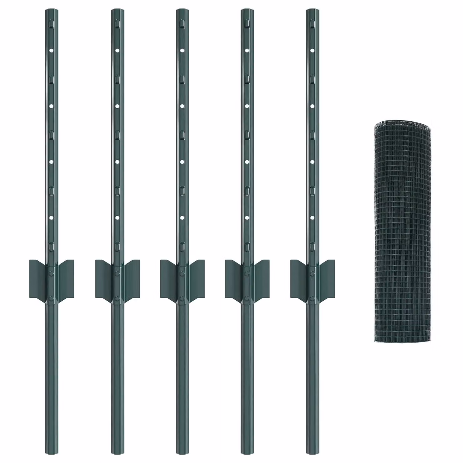 Berkfield Home Green PVC Coated Steel Welded Wire Fence with 5 U-Profile In-Ground Posts, W: 10 m, H: 0.4 m – 2