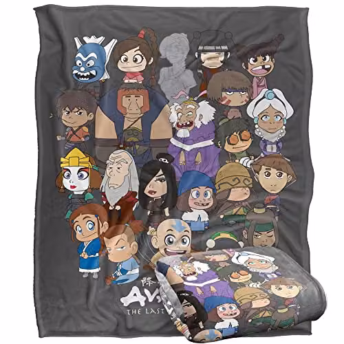 LOGOVISION Avatar The Last Airbender Chibi Group Super Soft Fleece Throw Blanket, White, W/D/H: 152 x 127 cm – 6