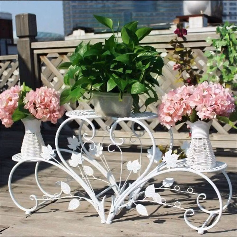 Nordara 2-Piece White Metal Round Plant Stand Set – 2
