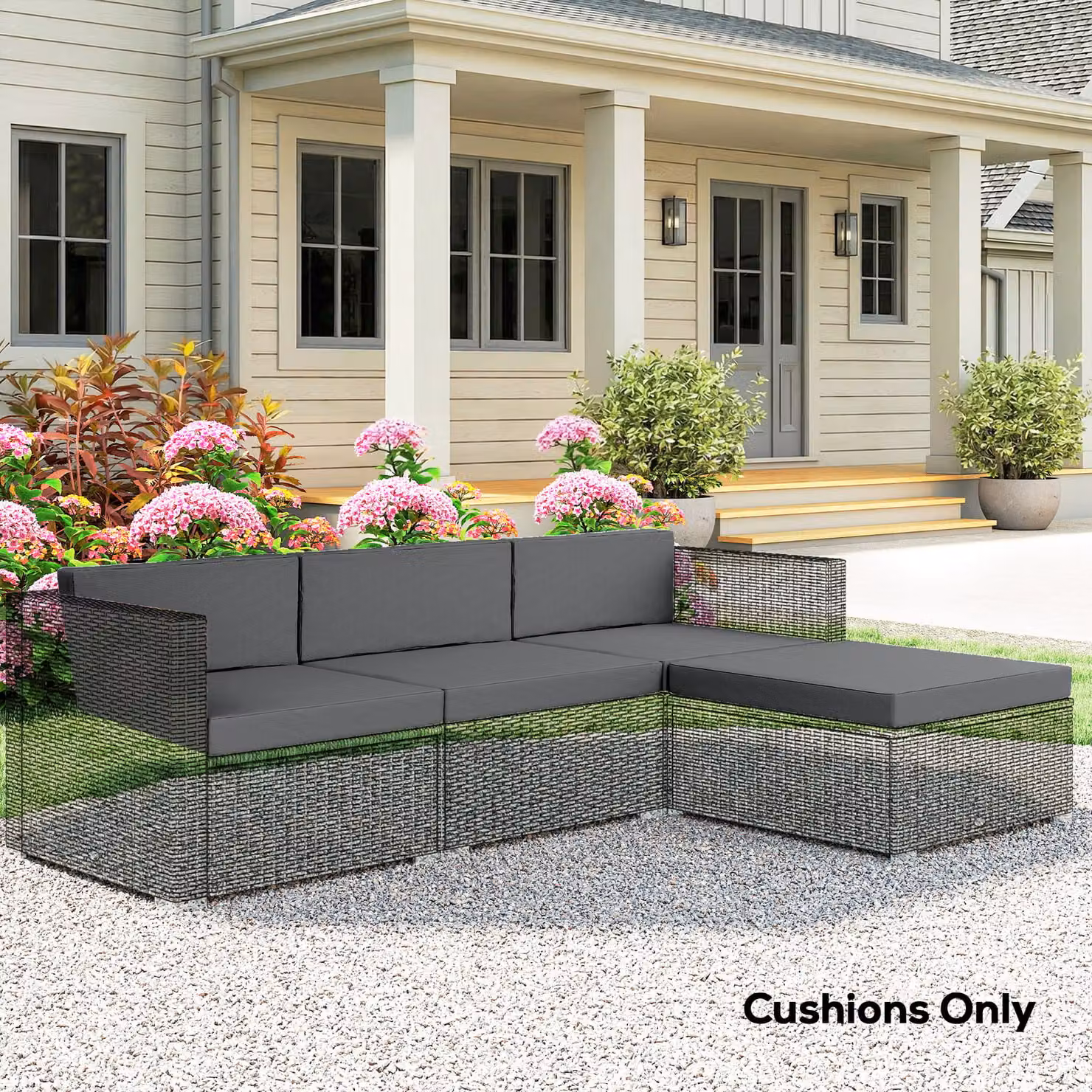 Outsunny 7-Piece Patio Furniture Cushion Set with Removable Covers, Dark Grey, W: 60 cm x D: 60 cm – 2