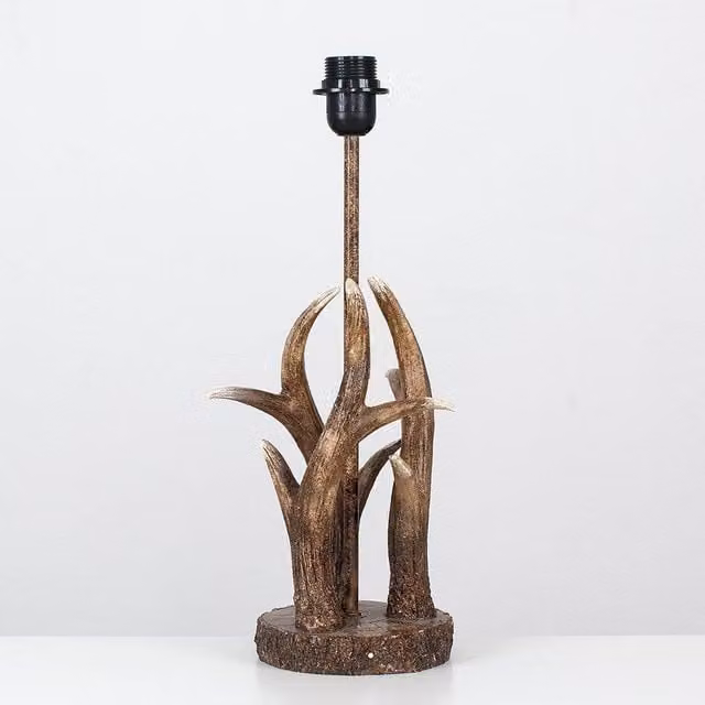 ValueLights Caribou Antler Design Table Lamp Base in Rustic Natural Brown – 1