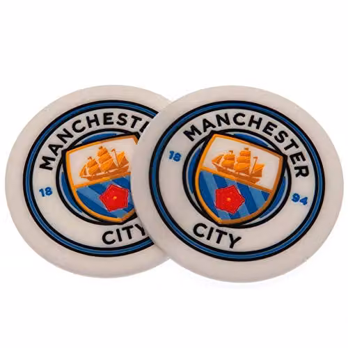 Manchester City FC Non-Slip Silicone Coaster Set, Pack of 2, White, Diameter: 10.16 cm
