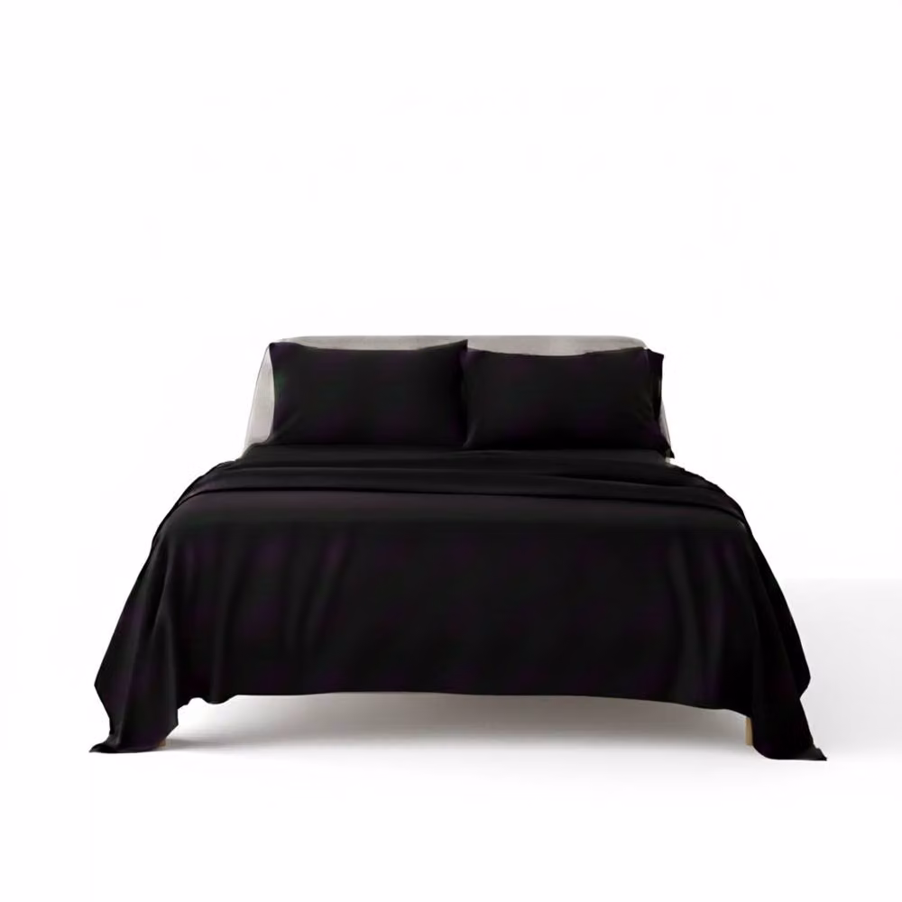 Snug City Black Flannelette Cotton Duvet Cover and Pillowcase Set, W/D/H: 140 x 200 cm – 2