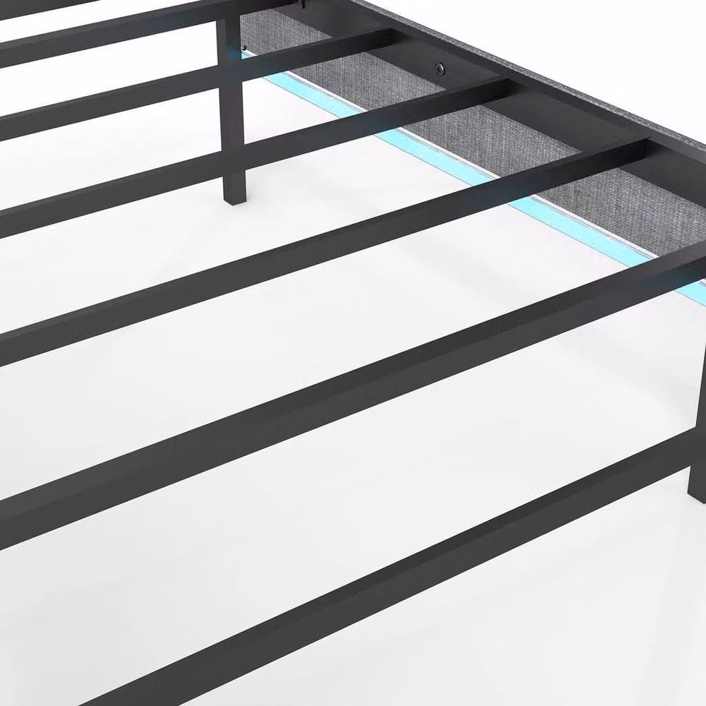 KORVIXA 3FT Single LED Floating Platform Bed in Grey with Under-Bed Lighting and Upholstered Metal Frame, W/D/H: 90 x 190 cm – 5
