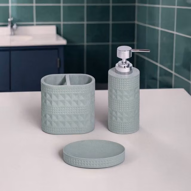 Showerdrape Maison 3 Piece Bathroom Accessory Set in Green, White or Grey – 1