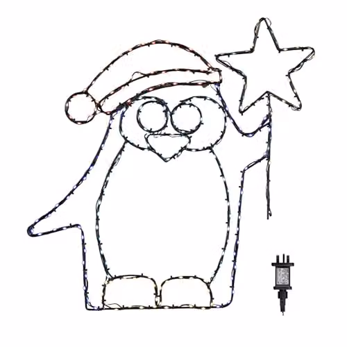 Samuel ALEXANDER FlexiBrights Christmas Penguin with Star, Multi-Coloured LEDs, W: 58 cm, H: 52 cm – 2