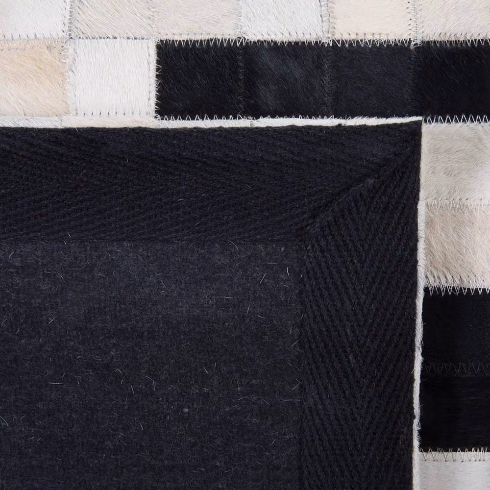 Wyld and Coco Couture Handcrafted Geometric Cowhide Rug in Black and White, W: 80 cm, L: 150 cm – 5