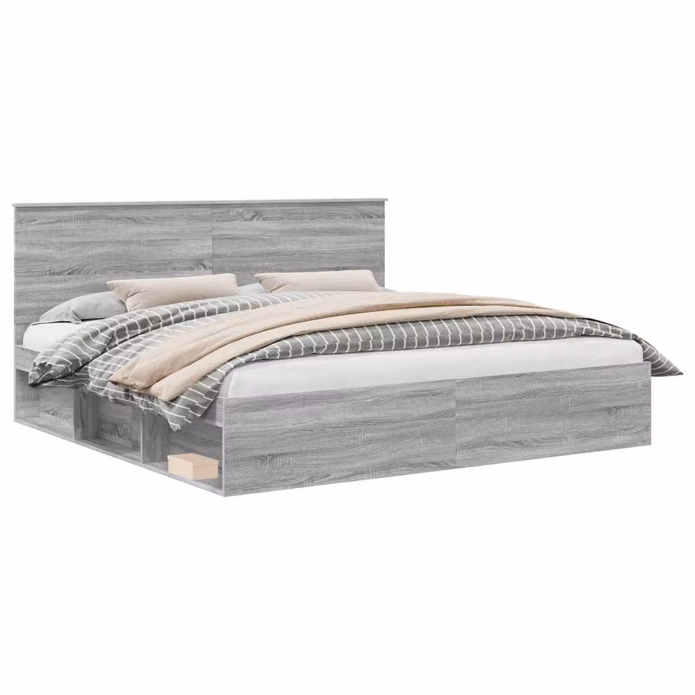 Berkfield Home Sonoma Bed Frame in Grey Solid Pine Wood, 200 x 200 cm – 2