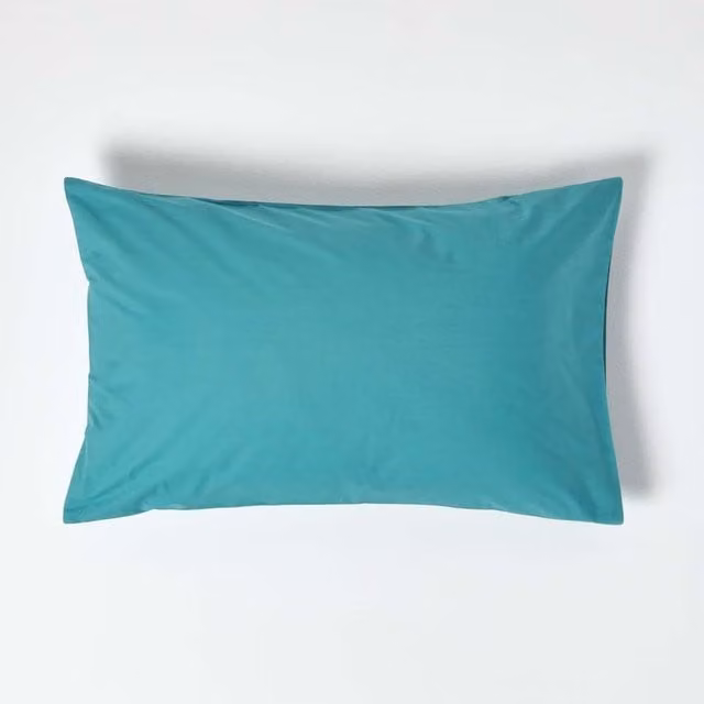 Homescapes 200 Thread Count Egyptian Cotton Percale Pillowcase, Petrol Blue, W: 74 cm, D: 48 cm