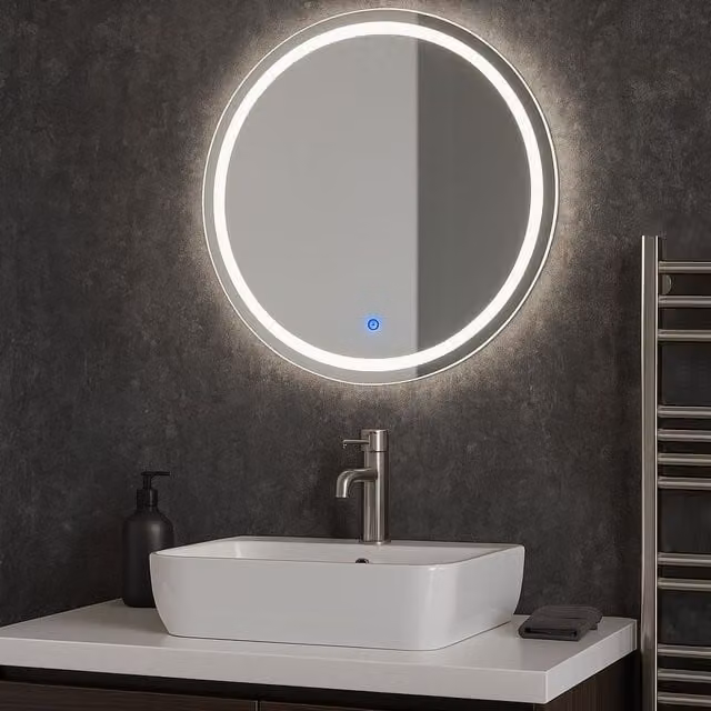 CGC Lighting Aurelia Round LED Mirror Light in Silver with 3 CCT Switch, Diameter: 60 cm