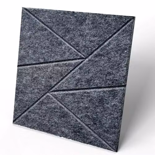 Gr8 Home Set of 12 Grey Square Self Adhesive Polyester Fibre Acoustic Wall Panels – 2