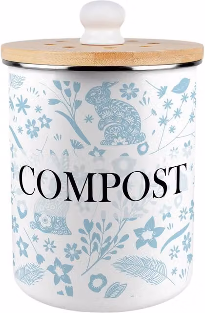 Purely Home Blue Metal Compost Caddy with Flip Lid, 2L