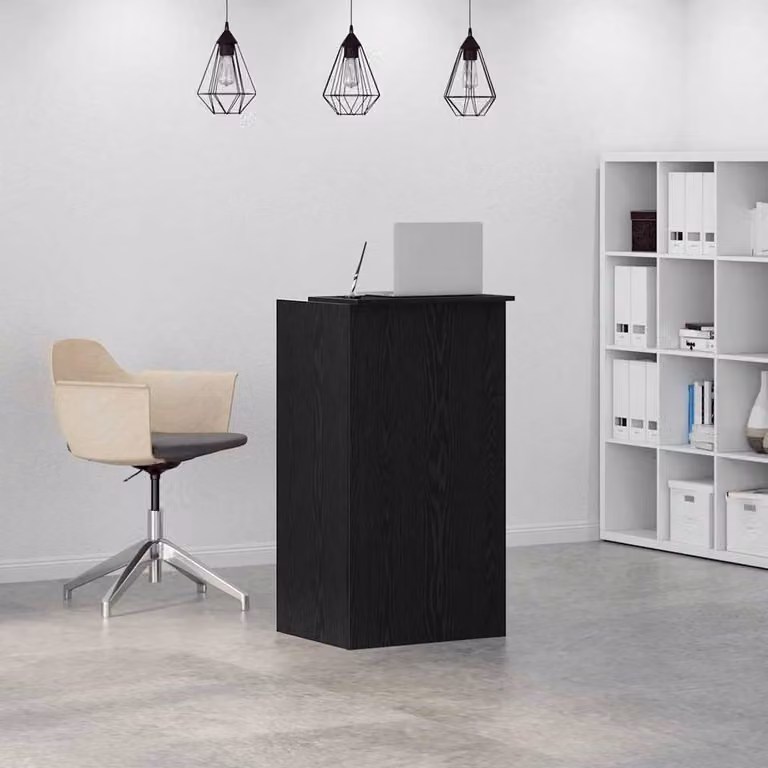 Berkfield Home Black Reception Desk in Engineered Wood W/D/H: 55 x 50 x 103.5 cm