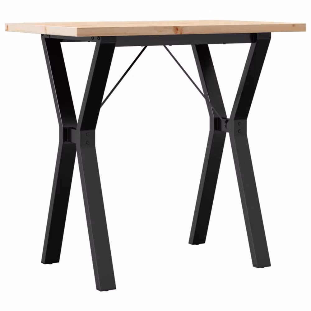 Berkfield Home Rustic Y-Frame Dining Table in Brown Solid Pine and Steel, W: 80 cm, D: 50 cm, H: 75.5 cm – 2