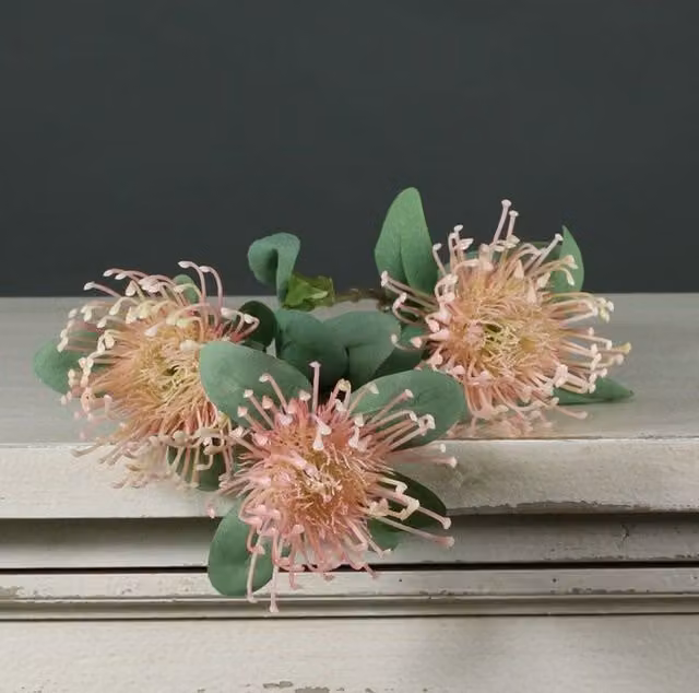 Kingsbury Gifts Artificial Leucospermum Stem with 3 Heads, Pink, Height: 78 cm