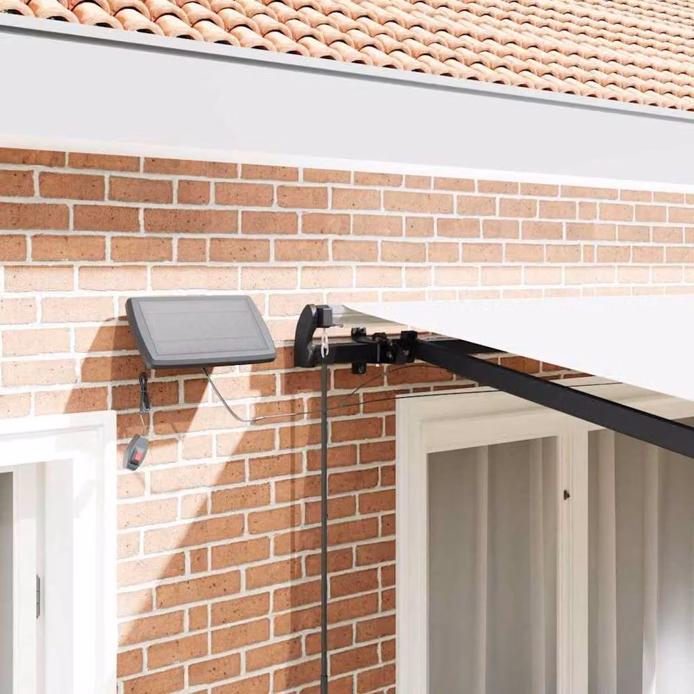 Berkfield Home Manual Retractable Wall-Mounted Awning with LED, White, W: 350 cm, D: 250 cm – 4