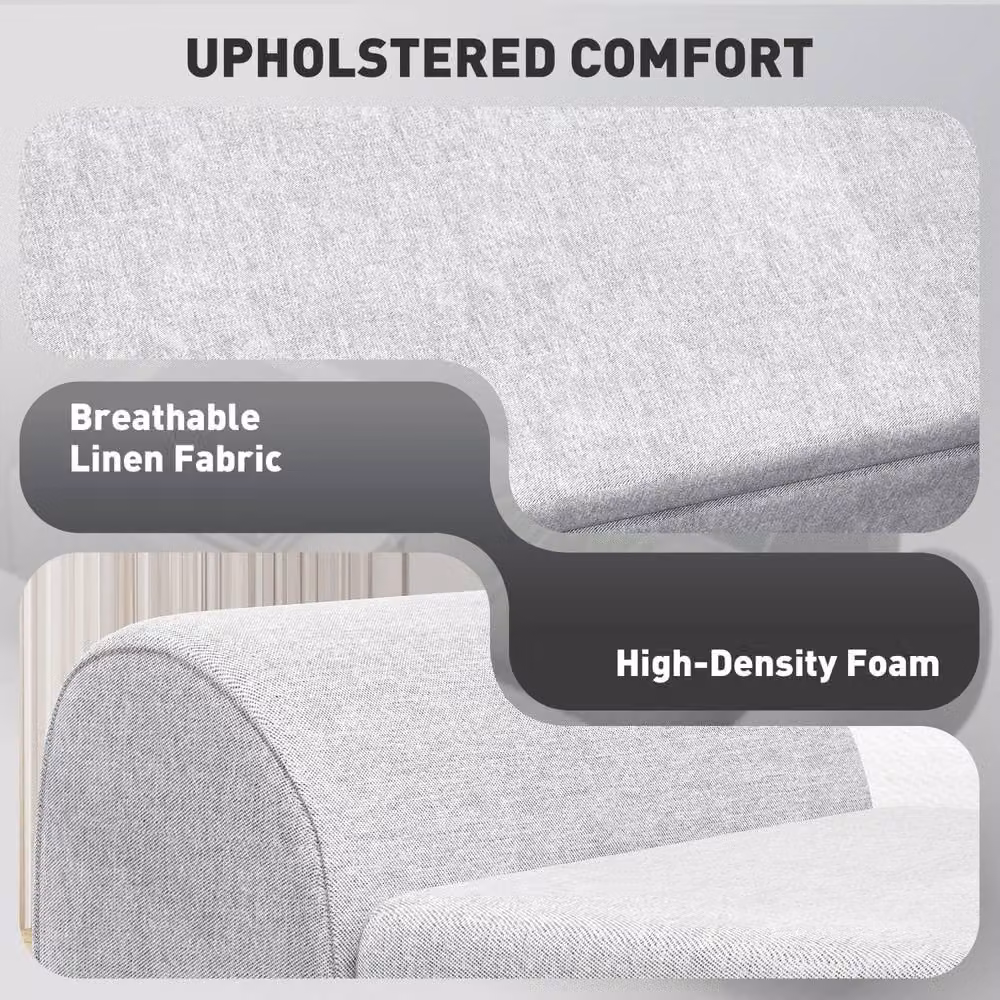 Wyld Haus Nesama Linen Effect Light Grey Upholstered Storage Bench with Armrests – 6