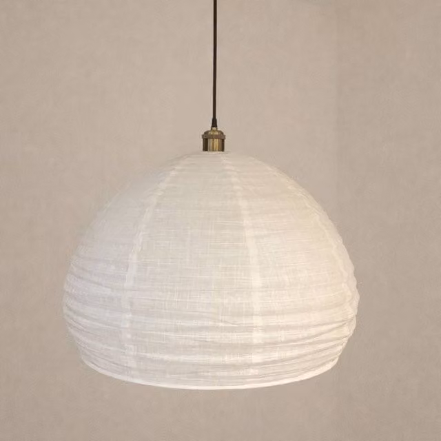 CGC Lighting Hester White Linen Round Handmade Easy Fit Lampshade, Scandinavian Style, W: 50.0 cm, D: 37.5 cm, H: 37.5 cm – 1