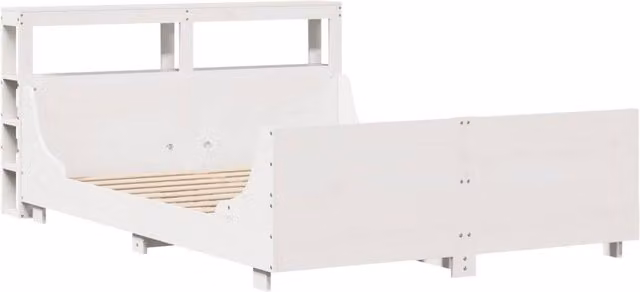 Berkfield Home Sleek Small Double Bed Frame in White Solid Pine Wood, W/D/H: 120 x 190 cm