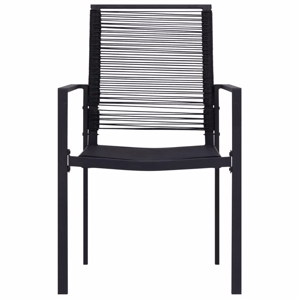 Berkfield Home 3 Piece Modern Garden Dining Set in Black Matt Metal, Glass and Rattan