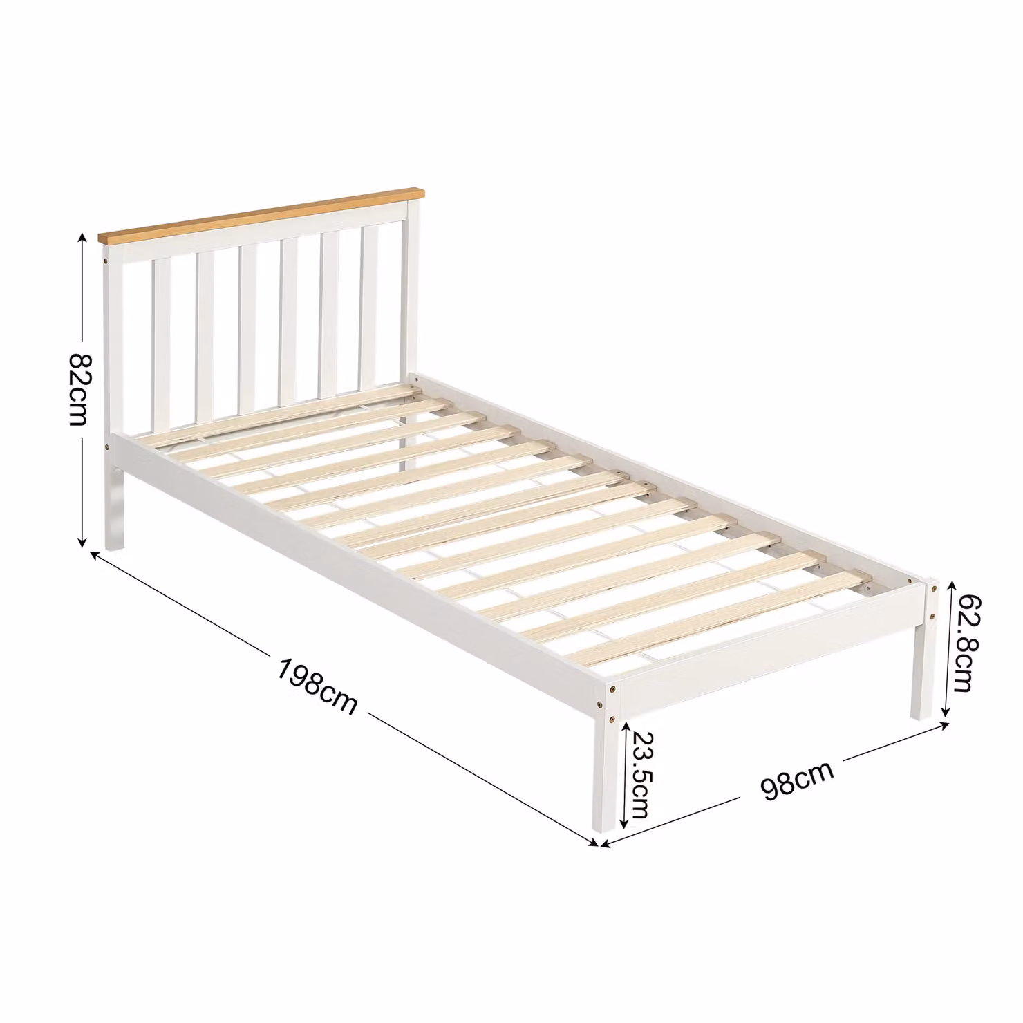 Comfy Living Ltd Low Footend Solid Wood Bed Frame in White, W/D/H: 180 x 200 cm – 2