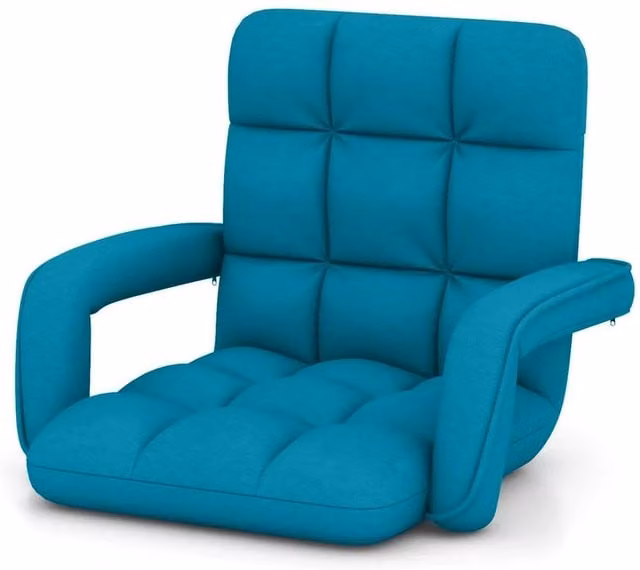 Kelvenix Blue Microfibre Floor Gaming Chair for Adults with 6-Position Adjustment