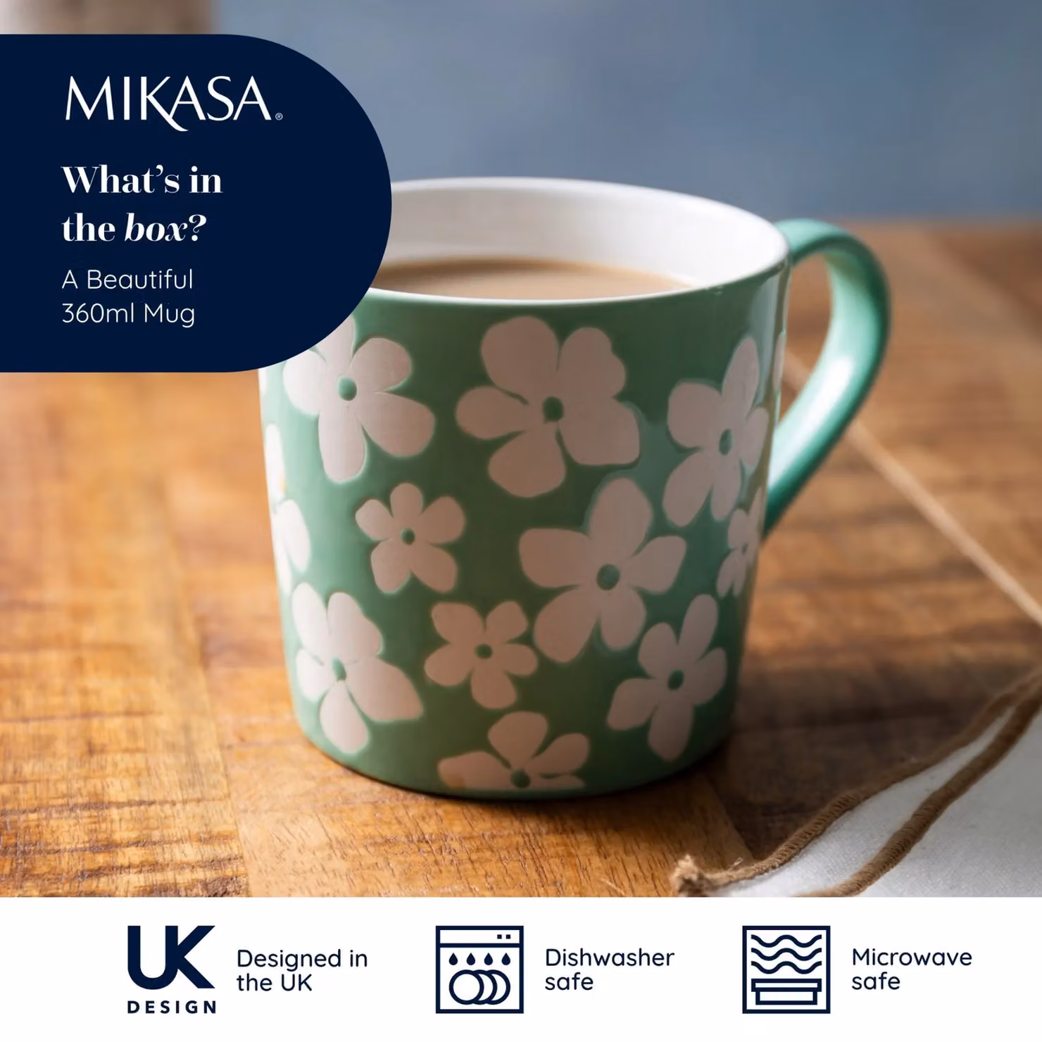 Mikasa Blue and Green Floral Stoneware Mug, 360ml – 5