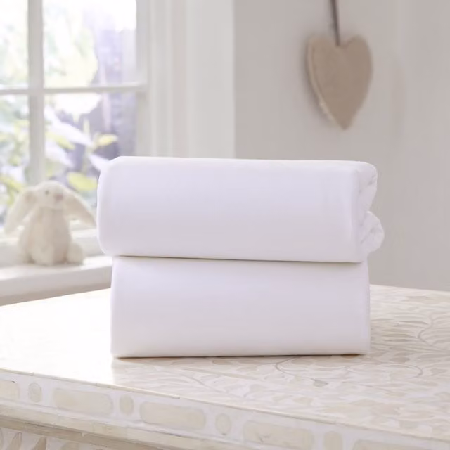Clair De Lune CDL Baby White Cotton Jersey Fitted Sheet, W: 85.5 cm