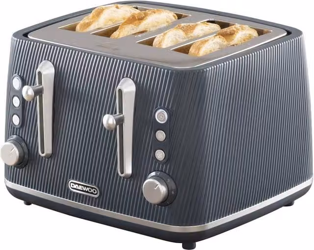 Daewoo Cascade 4-Slice Toaster with Ridge Textured Finish in Navy Blue