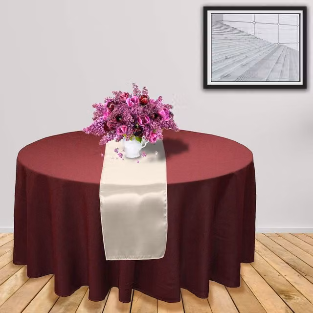 Trimming Shop Plain Satin Table Runner in Ivory