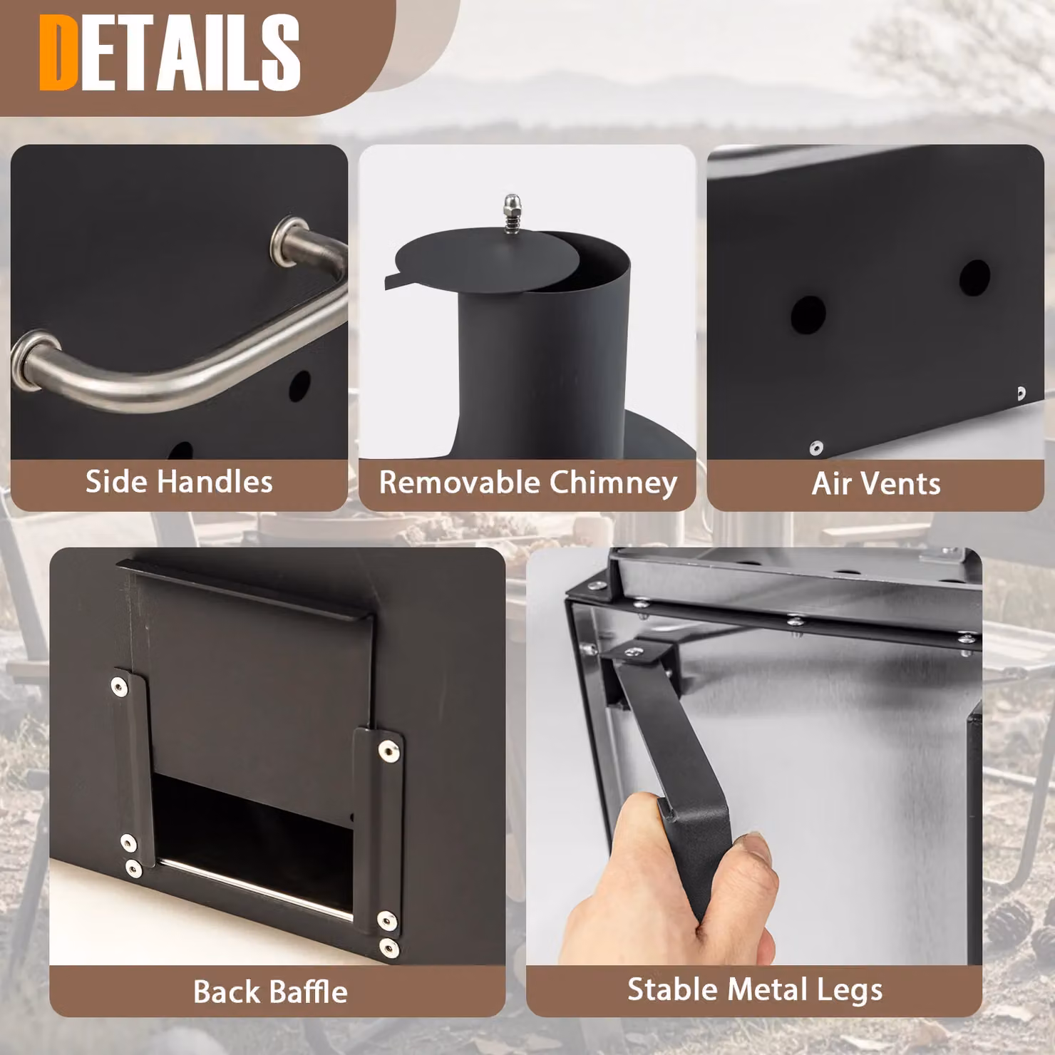 Costway 2-Layer Wood Fired Outdoor Pizza Oven and BBQ Grill with Stainless Steel, Black, W/D/H: 72.0 x 54.0 x 44.0 cm – 8