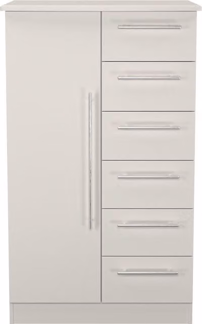 Ready Assembled 2 U Carlton Childrens Wardrobe with 1 Door and 5 Drawers in Grey