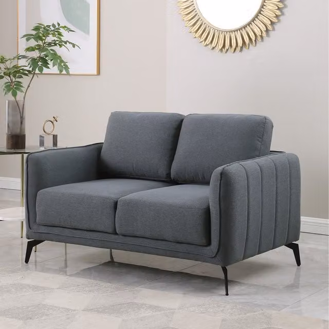 More4Homes Oslo Scandi Style Fabric 2 and 3 Seater Sofa Set in Dark Grey