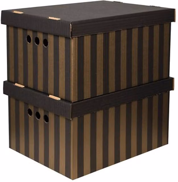 NESTLUNE 2-Piece Decorative Cardboard Storage Boxes with Lids, Black – 1