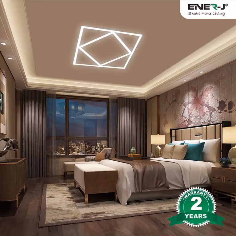 ENER-J Double Square Borderline LED Panel, Pack of 2, White, W/D/H: 60 x 60 x 60 mm, 40W, 4000 Lumens, 6000K Cool White