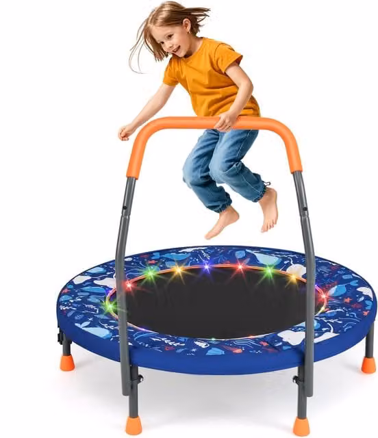 Costway Blue Foldable Mini Trampoline with Metal Frame