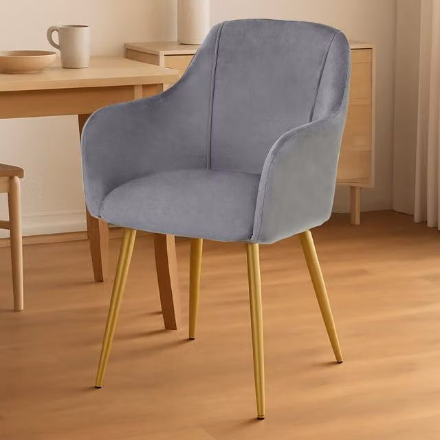 Orsina Mid-Century Modern Grey Velvet Dining Chair with Gold Accents by Interiors by Premier – 2